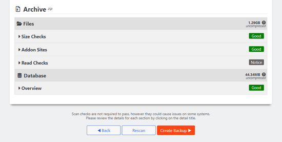 扫描后，创建备份